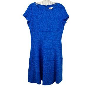 CB Established 1962 Floral Fit & Flare Dress Short Sleeve Blue Floral Size 10